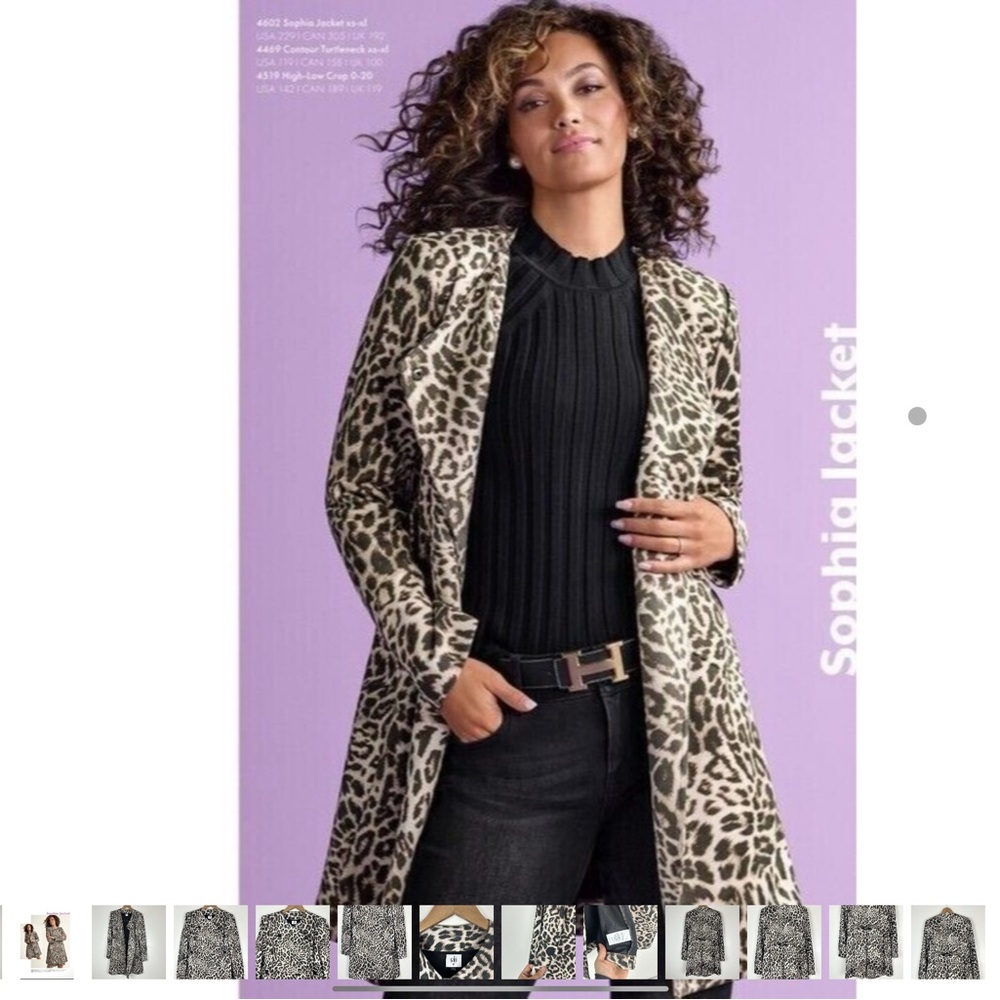 CABI 4602 Sophia Jacket Overcoat Leopard Print Size Small Brown